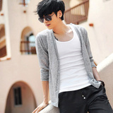 日系男士夏季针织开衫 韩版修身V领薄外套青少年防晒衣空调衫男潮
