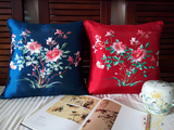 粤绣绣花中式古典绸缎刺绣红木沙发床办公室抱枕靠垫套新品包邮