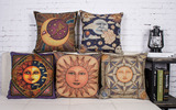 古埃及壁画棉麻抱枕另类异域风古典太阳神月亮神复古靠垫沙发腰枕
