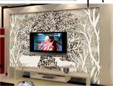 墙纸壁画3D无缝墙布卧室客厅电视背景墙布美式乡村森林麋鹿壁纸