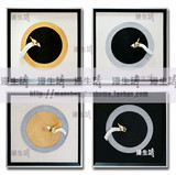 新中式壁画挂画立体小鸟禅意纯手工四联客厅样板房会所实物装饰画
