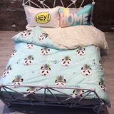北欧简约儿童卡通熊猫小清新全纯棉1.5m1米8三四件套床单床上用品