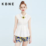 KBNE 2016夏装新款韩版修身显瘦无袖白色打底衬衫女上衣