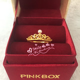 香港专柜 pinkbox聘饰珠宝 足金 黄金 珍珠 皇冠 戒指