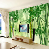 3D无缝大型壁画现代中式客厅沙发电视背景墙壁纸 水墨竹子绿竹