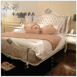 新古典床 双人床白色描银 实木雕花床 欧式床别墅样板房整套家具