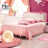 儿童床 女孩粉红色公主房 青少年儿童家具卧室1.5米组合套房四件