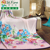 富安娜家纺圣之花毛毯夏季空调春秋盖毯法兰绒毯单人双人午睡薄毯