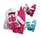 623冬季新款棉袄棉外套装滑雪服加厚男女童风衣棉服三件套