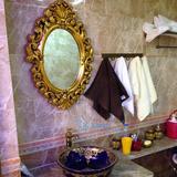 欧式化妆镜 椭圆形复古典金色壁挂雕花 高档卫生间浴室洗手台镜子