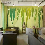蕊西田园大型壁画 绿色抽象森林墙纸 卧室客厅壁纸电视背景墙墙布