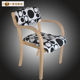 实木餐椅简约书房椅单人餐桌椅现代扶手椅子时尚靠背软包木椅
