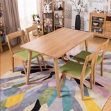 日式白橡木实木餐椅 成套餐桌椅 简约一桌四椅餐桌餐椅套装组装