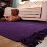 天鹅湖宜家简约风格棉线地毯紫色布艺手工编织地垫门垫脚垫飘窗垫