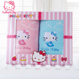 日本凯蒂猫成人纯棉面巾两条装加厚柔软吸水洗脸情侣全棉毛巾礼盒