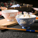 日本进口陶瓷碗可爱饭碗创意日式家用甜品碗和风瓷碗卡通碗餐具