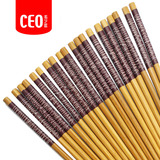 【CEO/希艺欧】10双装天然竹木筷子套装印花酒店家用高档餐具礼盒