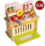 外贸原单新款木制仿真厨房煤气灶台厨房厨具过家家儿童玩具包邮