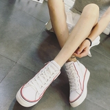 夏季新款女鞋 厚底松糕鞋平底高帮真皮单鞋运动韩版学生休闲 板鞋