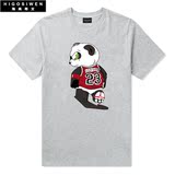 新款卡通熊猫篮球运动乔丹23号T恤男女潮牌大码纯棉短袖夏潮半袖
