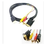 HDMI转VGA+AV转换线 视频音频连接线 3RCA莲花数据线 1.5米