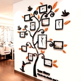 贴纸客厅玄关室内装饰品照片树 创意3D亚克力立体墙贴相框组合树