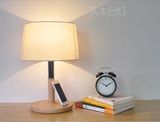 设计师创意北欧宜家日式现代简约实木布艺客厅卧室圆盘台灯包邮