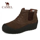 Camel/骆驼正品男鞋 冬季新款磨砂皮套脚复古皮鞋 加绒保暖休闲鞋