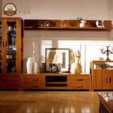 卡富尼 现代中式实木电视柜酒柜组合小型客厅地柜家具背景墙厅柜