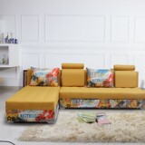 转角实木布艺带抽屉沙发床小户型多功能沙发床可折叠储物客厅组合