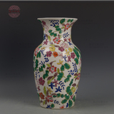 莱廷80年代外单低温粉彩陶瓷同治瓶，花鸟观音瓶，台面摆件，饰品