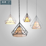 新款美式复古铁艺loft钻石鸟笼吊灯现代简约创意艺术吧台餐厅灯具