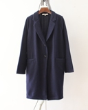 春季新款女风衣 外贸原单出口日本西服领中长款拉绒茧型大衣风衣