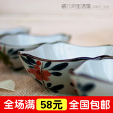 厨房餐饮用具外贸日式餐具套装陶瓷碗饭碗汤碗繁花仿古朴棱角碗