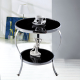 【京好】不锈钢茶几桌 欧式小边几边桌圆桌子 M002钢化玻璃台面