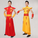 新款打鼓服演出服成人民族舞蹈服装男士舞台服装中国风舞龙表演服
