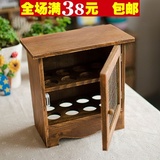 zakka杂货 欧式复古鸡蛋橱柜 实木做旧收纳盒 木质整理盒 小柜子