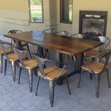 美式乡村实木复古铁艺餐厅餐桌原木咖啡厅桌椅组合会议办公桌长桌