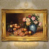 欧式静物装饰画餐厅酒店饭厅挂画高档有框纯手绘油画古典水果画3