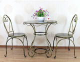 欧式铁艺阳台桌椅 奶茶店餐厅卧室组合三件套 咖啡桌椅休闲小圆桌