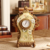 欧式摆件客厅座钟装饰品简约创意机械钟复古陶瓷树脂台钟