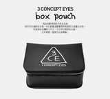 韩国3CE 黑色高级皮革方形化妆包收纳包现货 方形包三只眼