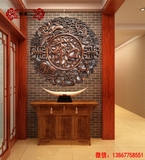 木雕挂件客厅玄关香樟木实木58cm福字圆形摆件中式挂屏壁挂东阳