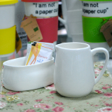 优质骨瓷 纯白椭圆糖缸|糖罐|奶缸|奶罐|咖啡配套器具 汉唐三彩