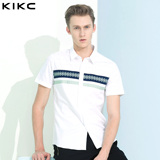 kikc2016夏季新款男士英伦纯棉修身上衣潮流休闲纯棉短袖衬衫男装