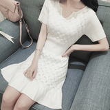 韩国欧时力代购公司ocnltiy 女装修身性感包臀裙子夏季针织连衣裙