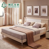 林氏木业简约现代板式床1.5 1.8米带抽屉双人床卧室成套家具923*
