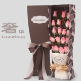 鲜花速递小蛮腰礼盒19朵粉玫瑰北京同城圣诞节结婚纪念日生日礼盒