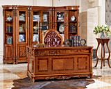欧式美式法式古典实木精品品牌家具书房FH993组合书柜转角书柜