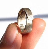 古玩杂项 包老包真 古董杂件 银器收藏 清代 有款 银戒指*